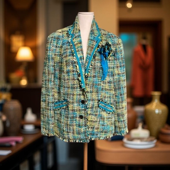 Lane Bryant tweed jacket multi colored Size 16 - Picture 5 of 10